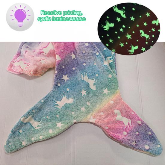 Одеяло «Хвост русалки» Светящееся в темноте спальное одеяло Мягкое одеяло Спальный мешок
