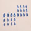 24 шт. Миндалевидные накладные ногти средней длины 'Кошачий глаз' темно-синего цвета с дизайном рыбок, накладные ногти-пресс-он, искусство, съемные типсы для ногтей с полным покрытием