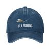Casual Fly Fishing FisherUnisex Pun Funny Joke Baseball Caps Unisex Style Distressed Denim Headwear Sport Outdoor Summer Gift Hat