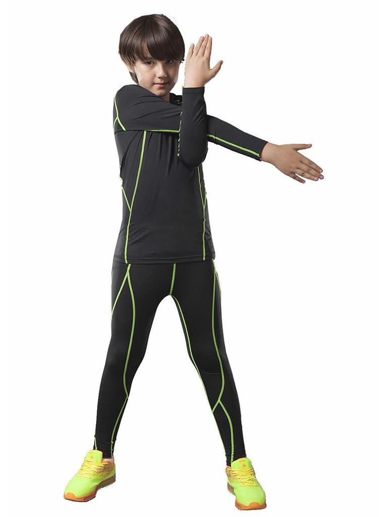 Children's Sports Compression Set: Quick-Drying Long Sleeve Basketball & Football Base Layer for Autumn & Winter.