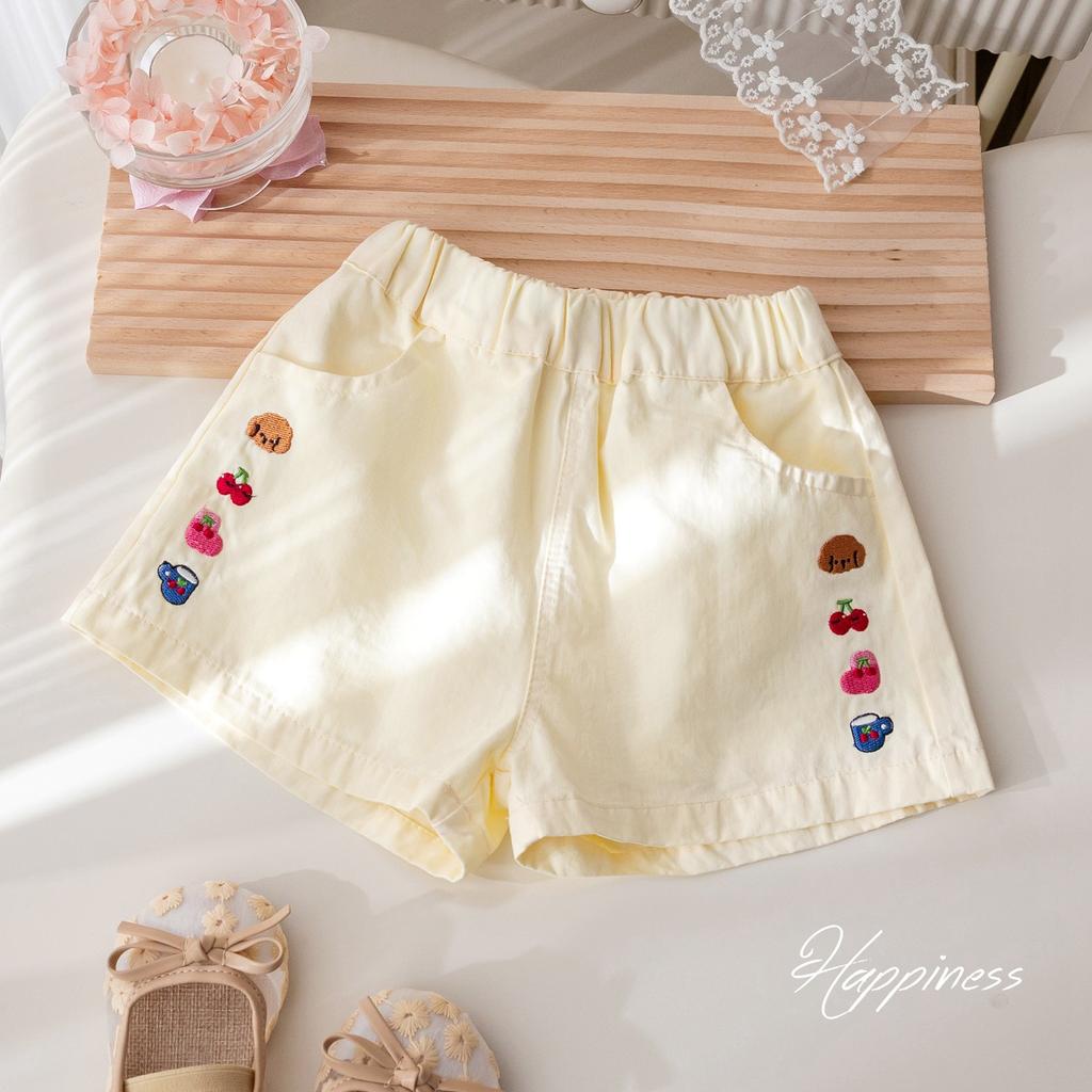 Летние повседневные брюки для девочек, корейские мультяшные шорты с вышивкой, милые шорты для девочек, летние брюки