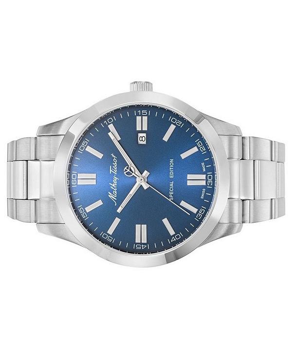 Mathey-Tissot Mathy I Jumbo Special Edition Кварцевые мужские часы из нержавеющей стали с синим циферблатом H455ABU