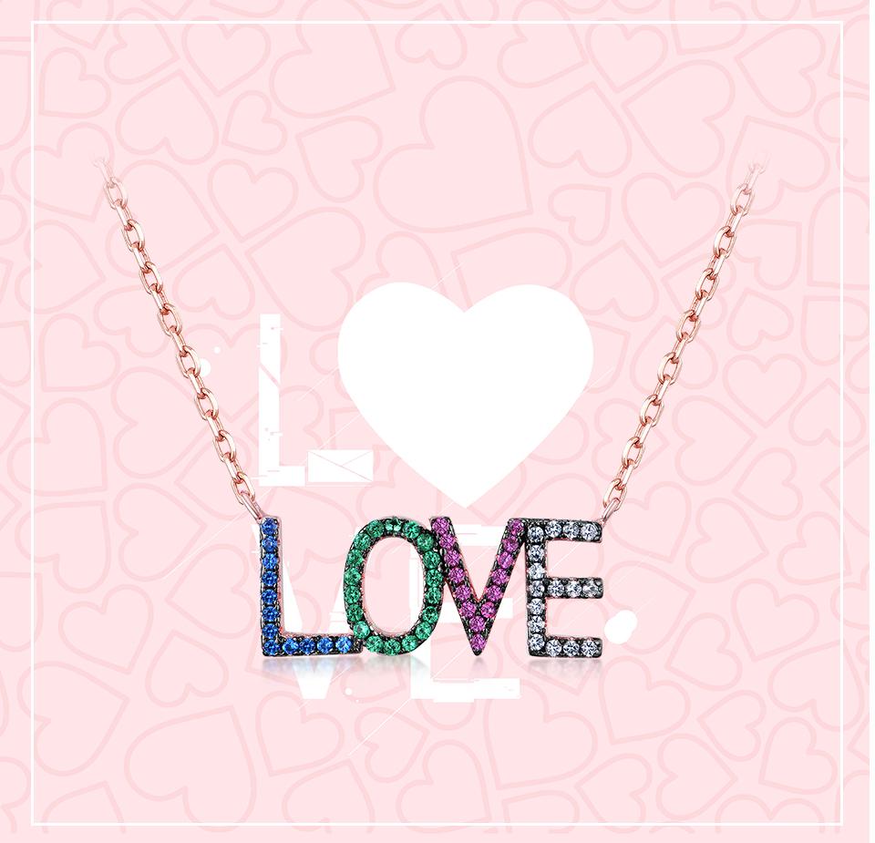 Umcho Красочная Радужная цепочка с надписью LOVE, однотонное ожерелье из стерлингового серебра 925 пробы для женщин, подарок на день рождения, ювелирные изделия