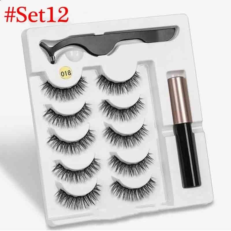 Новинка, 3 пары обычных магнитных ресниц, 5 магнитов, 3D набор норковых ресниц с подводкой для глаз, пинцет, натуральные накладные ресницы