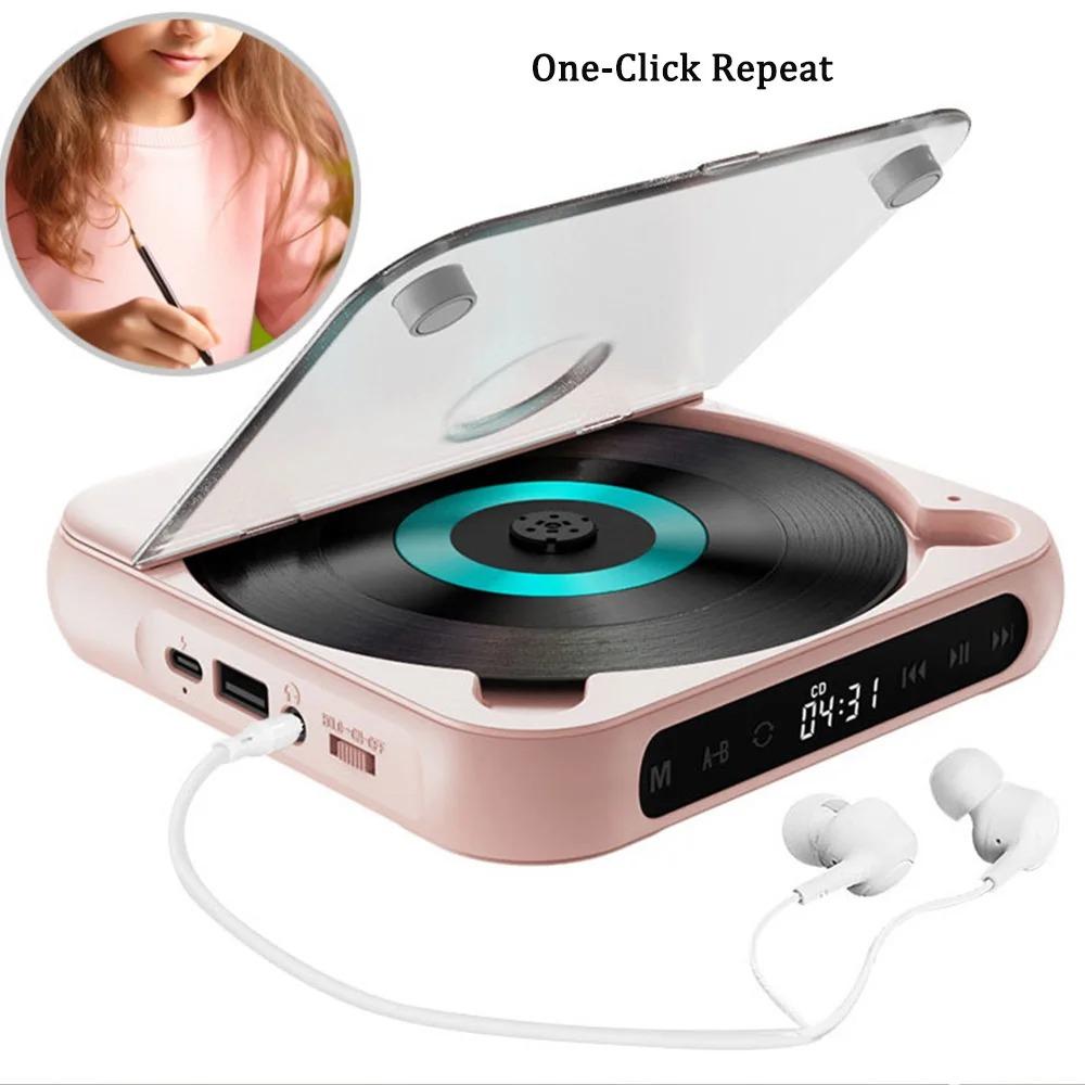 Портативный CD-плеер с Bluetooth, поддержкой USB/TF/AUX, перезаряжаемой батареей 2000 мАч, ЖК-дисплеем - Модель KC-918