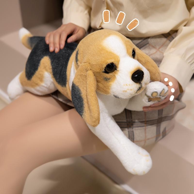 Simulation Beagle Plush Toy Cute Fluffy Cartoon Stuffed Animal Dog Doll Home Decor Gifts For Kids