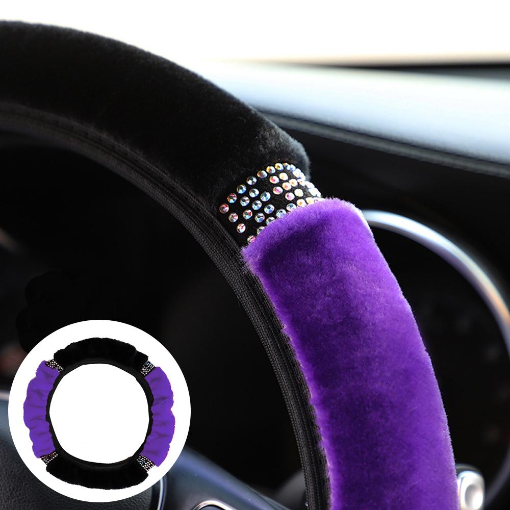 Универсальный чехол на руль автомобиля из мягкого плюша со стразами диаметром 38 см, аксессуары для интерьера, чехол на руль, автомобильный стиль