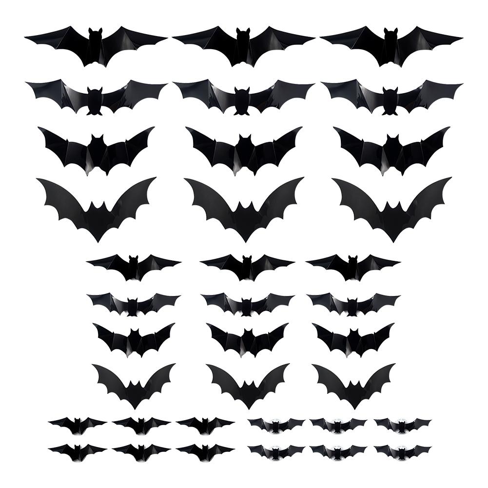 60 PCs Halloween Bats Wall Decor Battery Powered Bats Decorations Wall Stickers for Halloween Party Bedroom Window Decorations