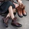 Johnature Дышащие ботинки в стиле ретро, ​​сандалии на плоской подошве из натуральной кожи, универсальная женская обувь с круглым носком