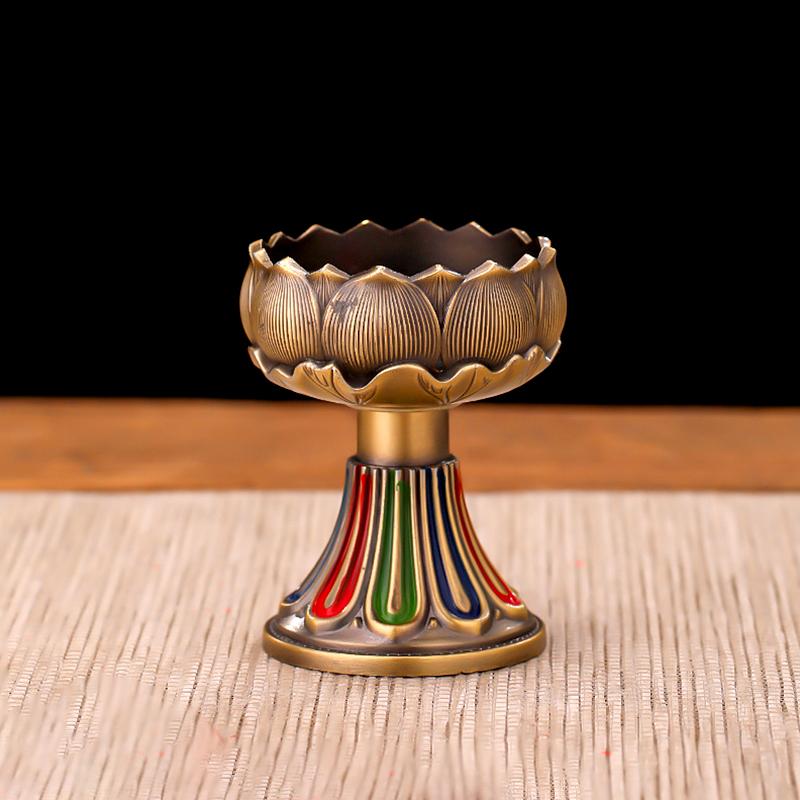 1 шт. Подсвечник для медитации, прочный, буддийские принадлежности, настольное украшение, масляная лампа, подсвечник для лампы из сплава и масла гхи, для гостиной