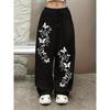 Женские элегантные спортивные брюки с принтом бабочек - Брюки с широкими штанинами на эластичной резинке и кулиске, модные и удобные