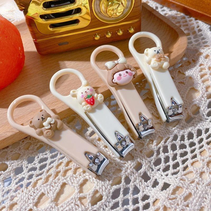 Новые милые кусачки для ногтей с милым мультяшным медведем и кроликом, триммер для ногтей с защитой от брызг, аксессуары для ухода за ногтями для детей, маникюрные инструменты