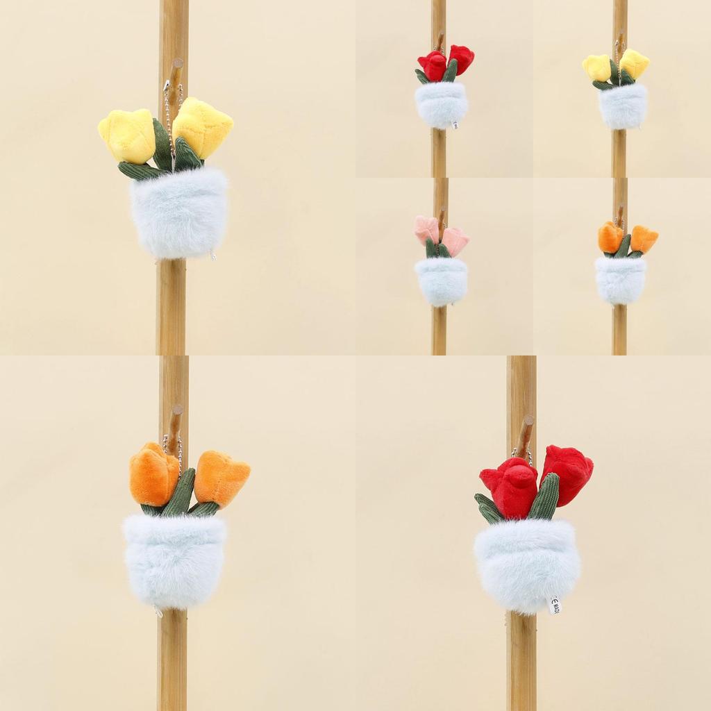 Плюшевый игрушечный цветок тюльпана в горшке с брелоком для подарка и украшения сумки