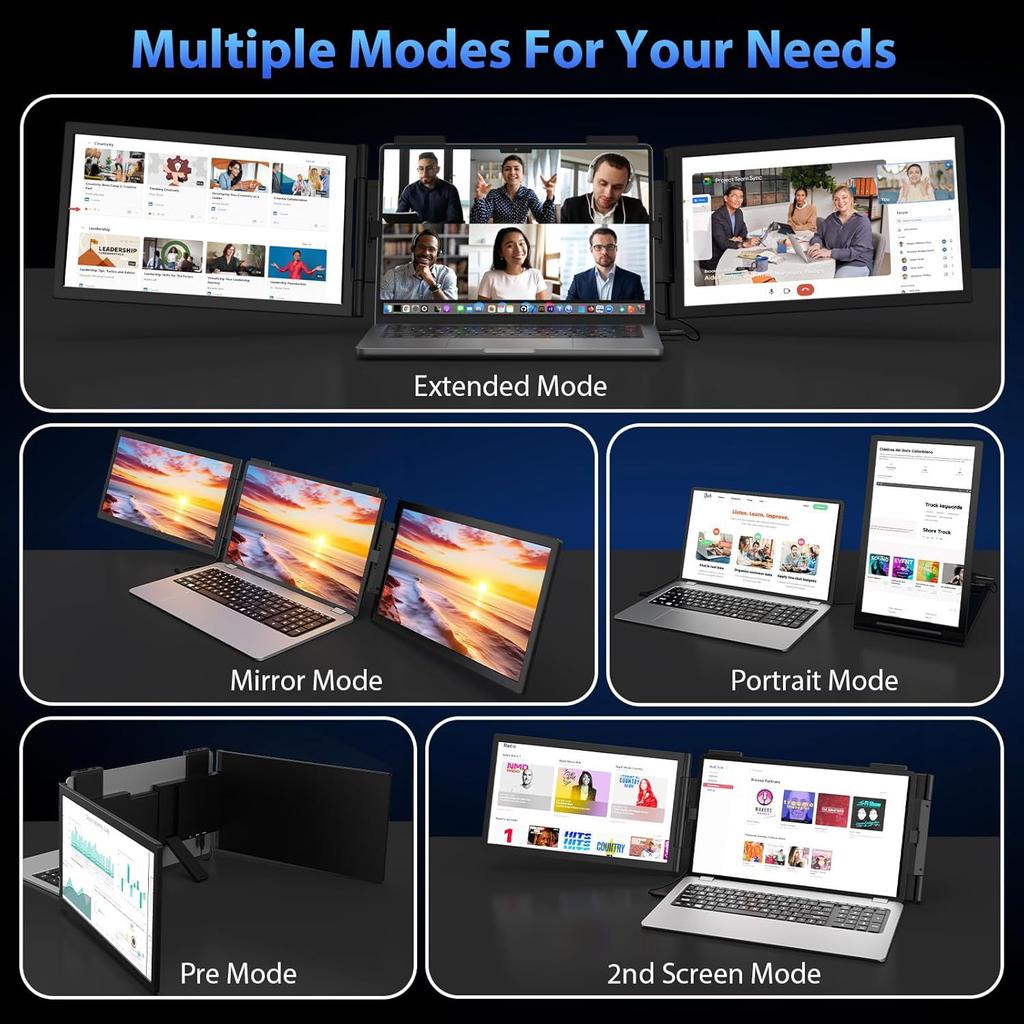 НОВЫЙ 14" Портативный двойной монитор/Одинарный монитор, FHD IPS экран USB-C расширитель для ноутбука для трейдинга/программирования/игр Второй дисплей
