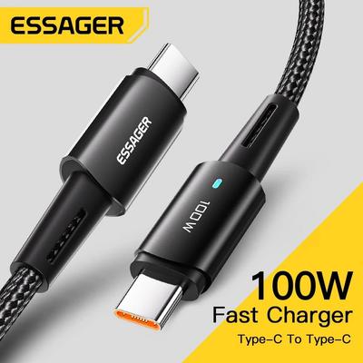 Essager Кабель USB C 100 Вт PD QC 4,0 3,0 Кабель USB типа C Кабель для быстрой зарядки Тип C для MacBook Pro Samsung Xiaomi Зарядный кабель