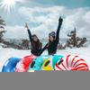 Inflatable Ski Lap Sledding Tube Snow Tubes for Kids Inflatable Sled for Sledding with 2 Handles Foldable Snow Sled for Kids