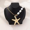 Handmade Sea Star Pendant Necklace Imitation Pearl Bohemian Shell Beads Necklace  Couple Gift