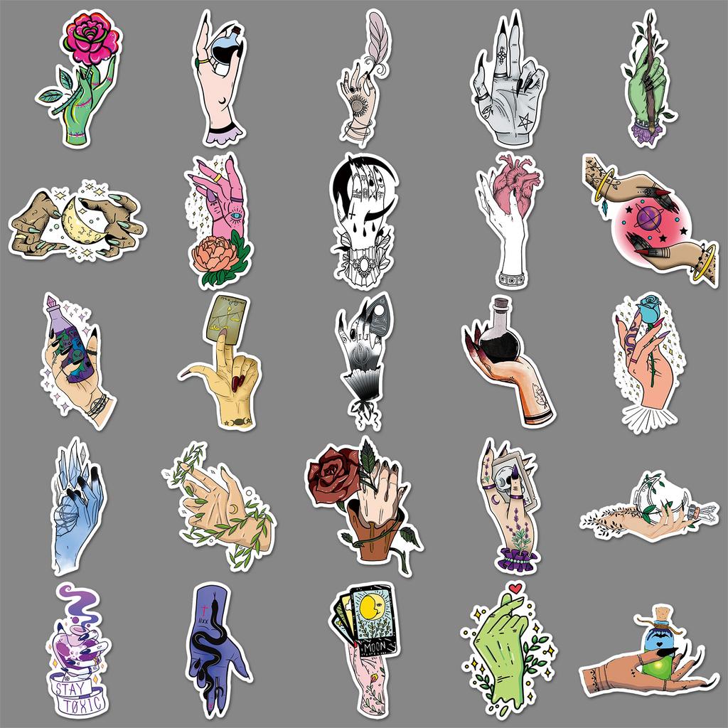 50 Magic Witch Hand Graffiti Stickers Personalized Creative Decorative Mobile Phone Case Skateboard Water Cup Stickers