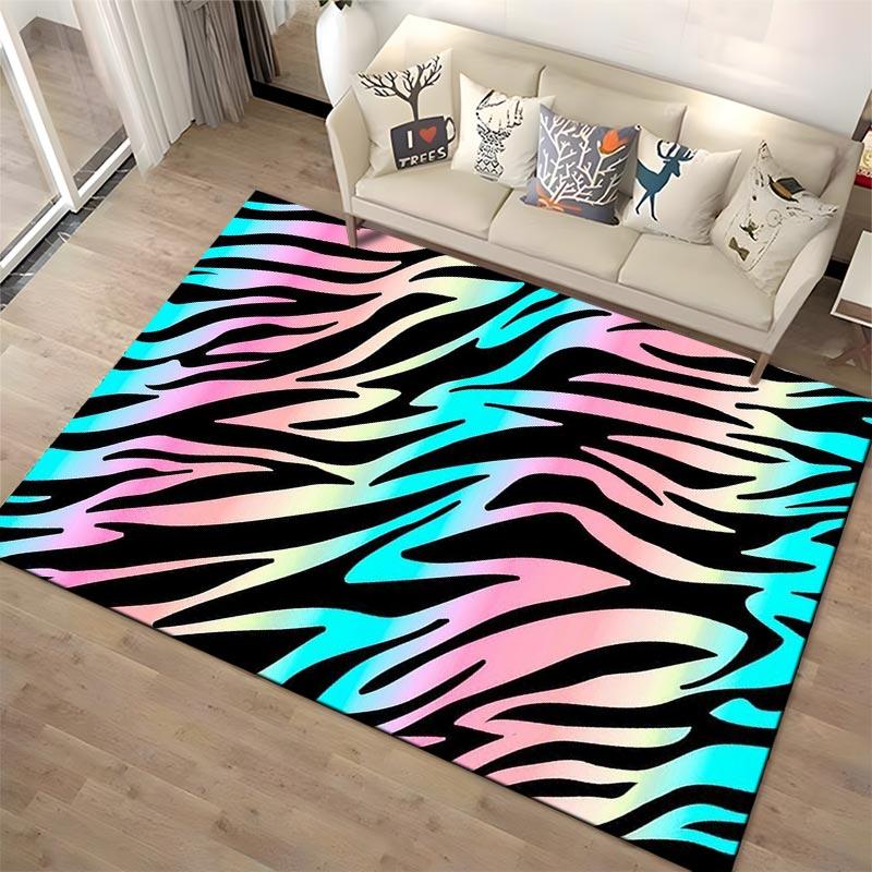 Colorful Zebra Print Gradient Carpet for Living Room or Bedroom Decor Suitable for use as an anti-slip for living room bedroom sofas