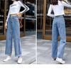 Женские джинсы с высокой талией, винтажные широкие джинсы, длинные женские свободные брюки, прямые брюки