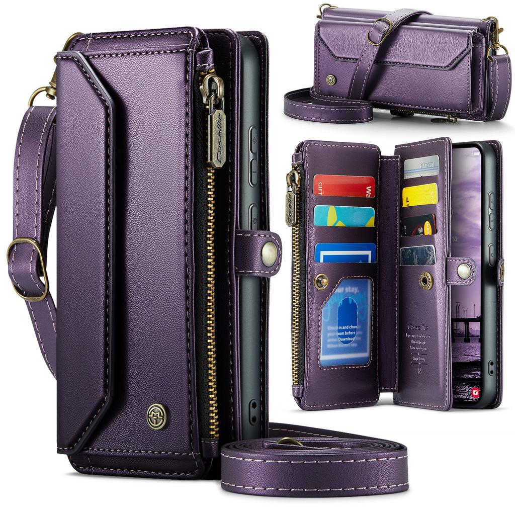 Кожаный кошелек-чехол на молнии для Samsung Galaxy S26 S25 Ultra S24 Plus S23 FE S22 S25U S26U Чехол-книжка с ремешком-шнурком Сумка