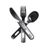 Outdoor Camping Black Oxide and Stainless Steel PEAKS&TREES Cutlery, Finish, 3-Piece Set, Spoon, Fork, Knife,