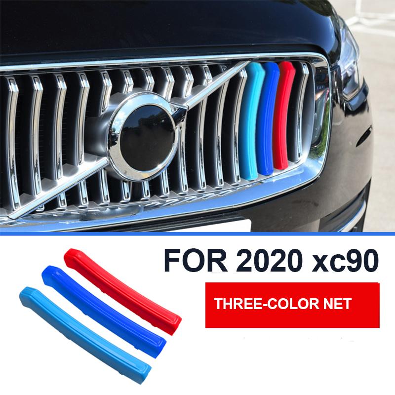 Подходит для Volvo xc90 2022, трехцветная сетка, декоративная полоса, наклейки на автомобиль, автозапчасти, автомобиль