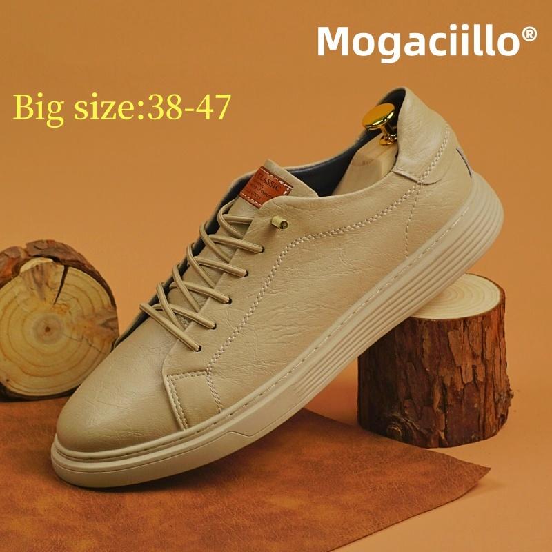 Men's Genuine Leather Casual Shoes White Lace Up Flats Shoes for Men Black Luxury Designer Sneakers Large Size: 36-47 Mo-43221