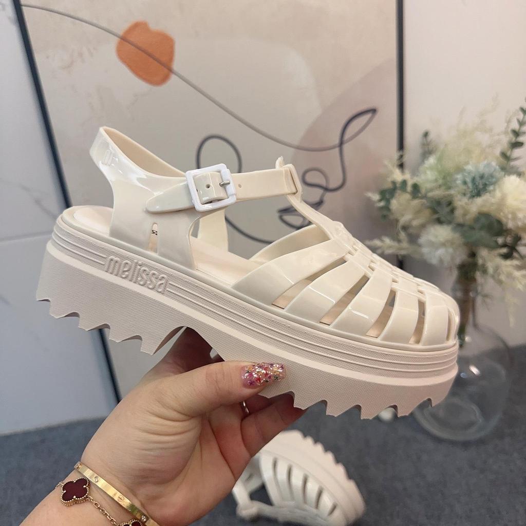 Женские плетеные римские сандалии на толстой подошве с высоким каблуком Melissa – Модные и универсальные, лето 2024.