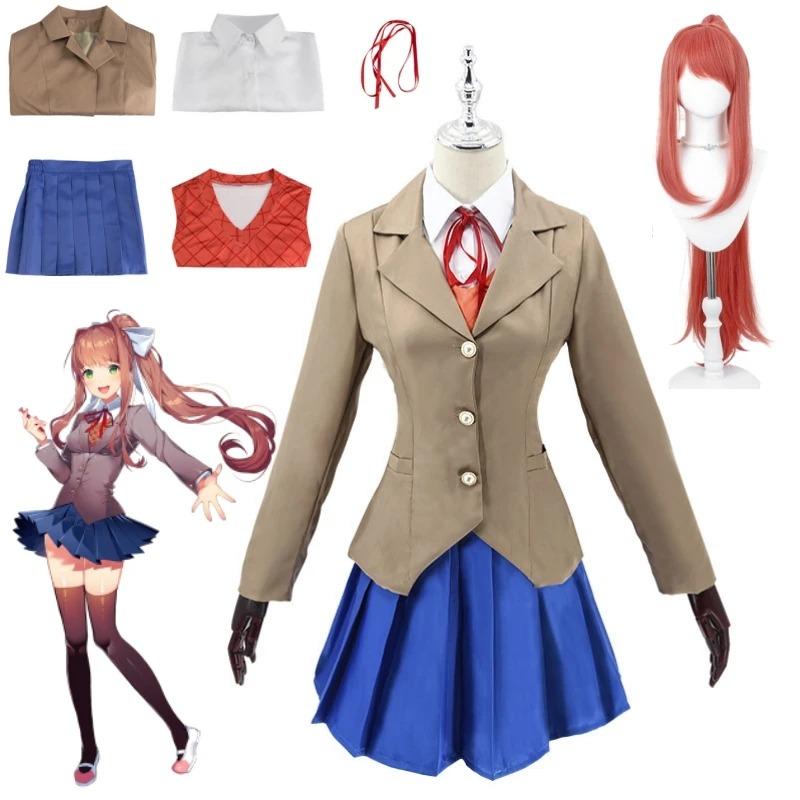 Аниме Клуб Романтики Monika Косплей Костюмы Sayori Yuri Natsuki Хэллоуин Костюмы для Женщин Платье Vestido Одежда
