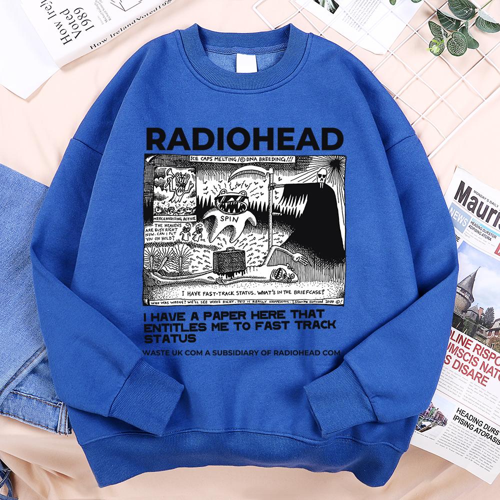 Смешная одежда с принтом Radiohead для мужчин и женщин, хип-хоп, свободное худи, винтажный пуловер, толстовка, осенний флис, флисовый пуловер, для пары
