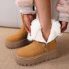 Fashion Chunky Platform Furry Suede Snow Boots Women 2025 Winter Thick Bottom Fluffy Fur Ankle Boots Side Zip Warm Plush Women's Shoes