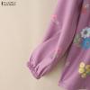 ZANZEA Women Floral Print Casual Round Neck Long Sleeve Blouse