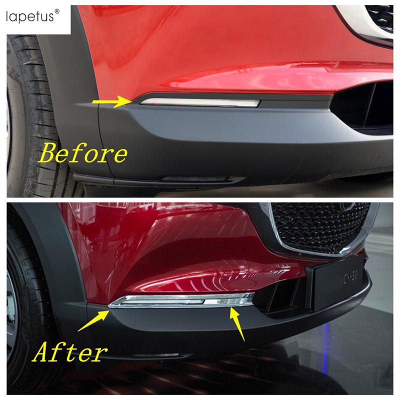 For Mazda CX-30 - 2025 Car Front Rear Fog Lamp Decorative Light Bar Eyebrow Cover Trim ABS Chrome Carbon Fiber Accessories