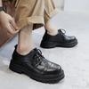 Британские маленькие кожаные туфли мужские ретро-ботинки на шнуровке черные рабочие туфли весна-осень с круглым носком на платформе одинарные туфли 65221-T