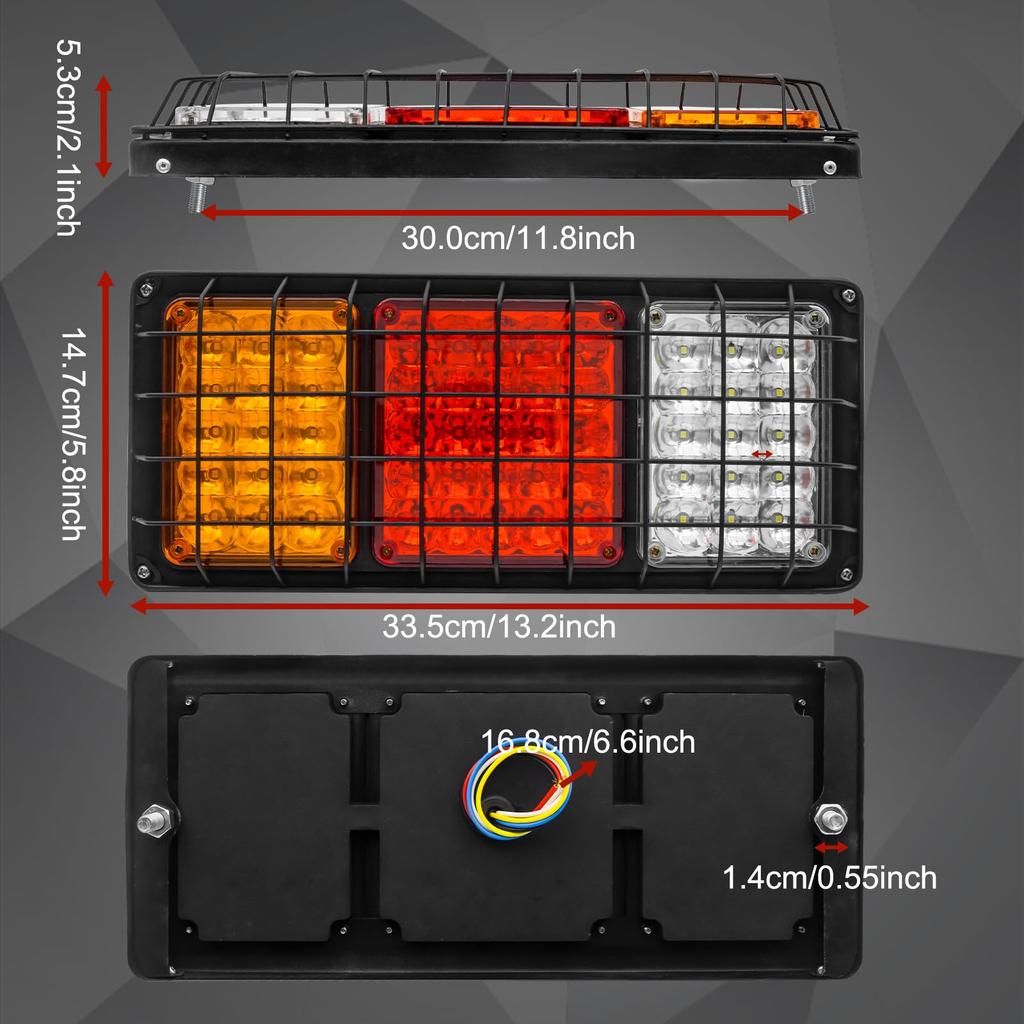 Biqing Truck Tail 24V IP65 LED Trailer Tail Compatible with 2-Piece Lights, Waterproof, High-Brightness Lights, 24V/12V