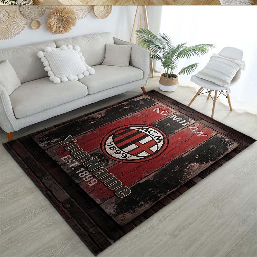 Ac Milan Customize Your Name Area Rug Suitable for Outdoor Hallway Dining Room Bedrooms Antislip Carpet Anime Office Decor Birthday/Christmas Gift
