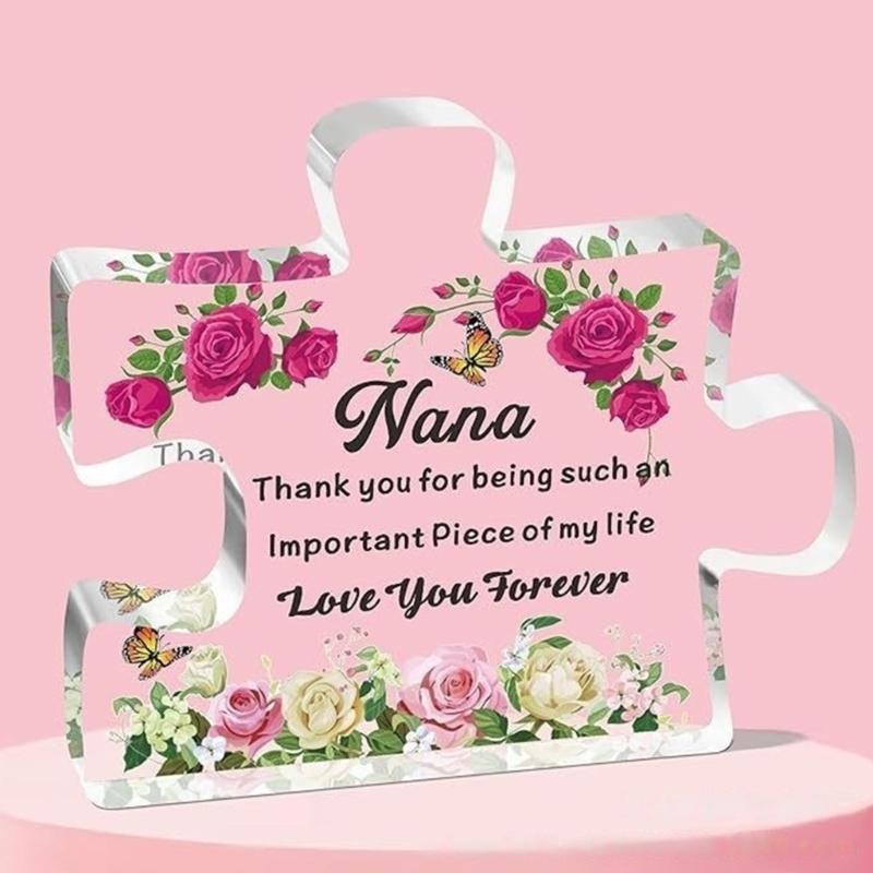 Gifts for Mom Unique Mothers Day Engraved Acrylic Puzzle-Shape Plaque Desk Decoration Gift for Mom Birthday Christmas