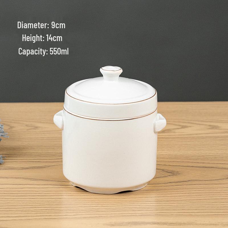 Ceramic Double Boiler Stew Pot with Lid for Soup, Bird's Nest, and Steamed Eggs