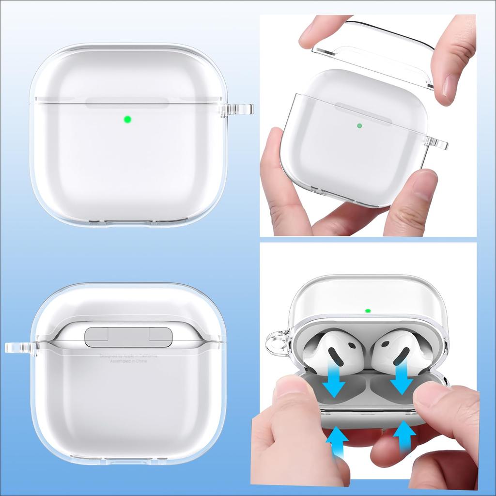 Чехол Seefox Airpods 4 для Airpods 4-го поколения, материал TPU, съемный, видимый светодиодный индикатор, возможность крепления и подзарядки, легкий чехол для Airpods 4