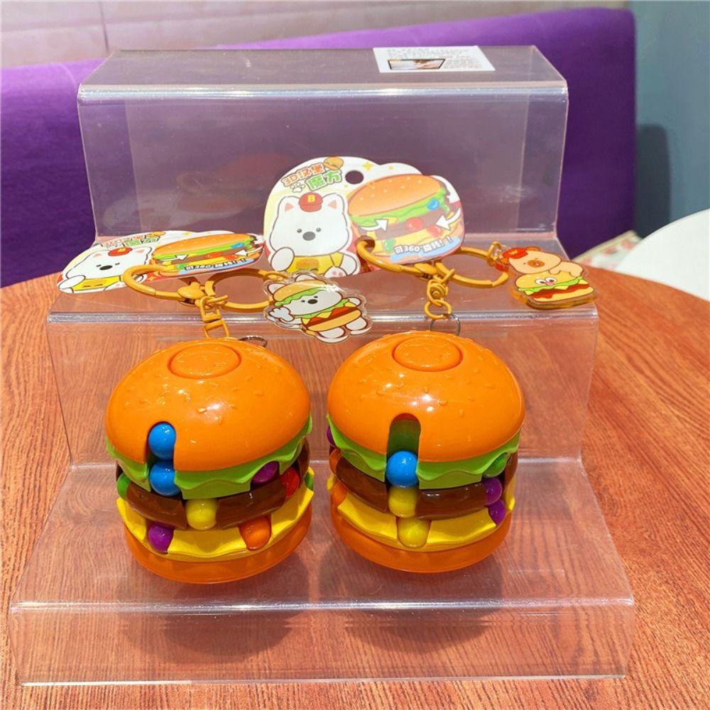 Finger Top Toy Dog Hamburger Doll Key Chain Capybara Puzzle Cube Keychain Girls Couple Girlfriends