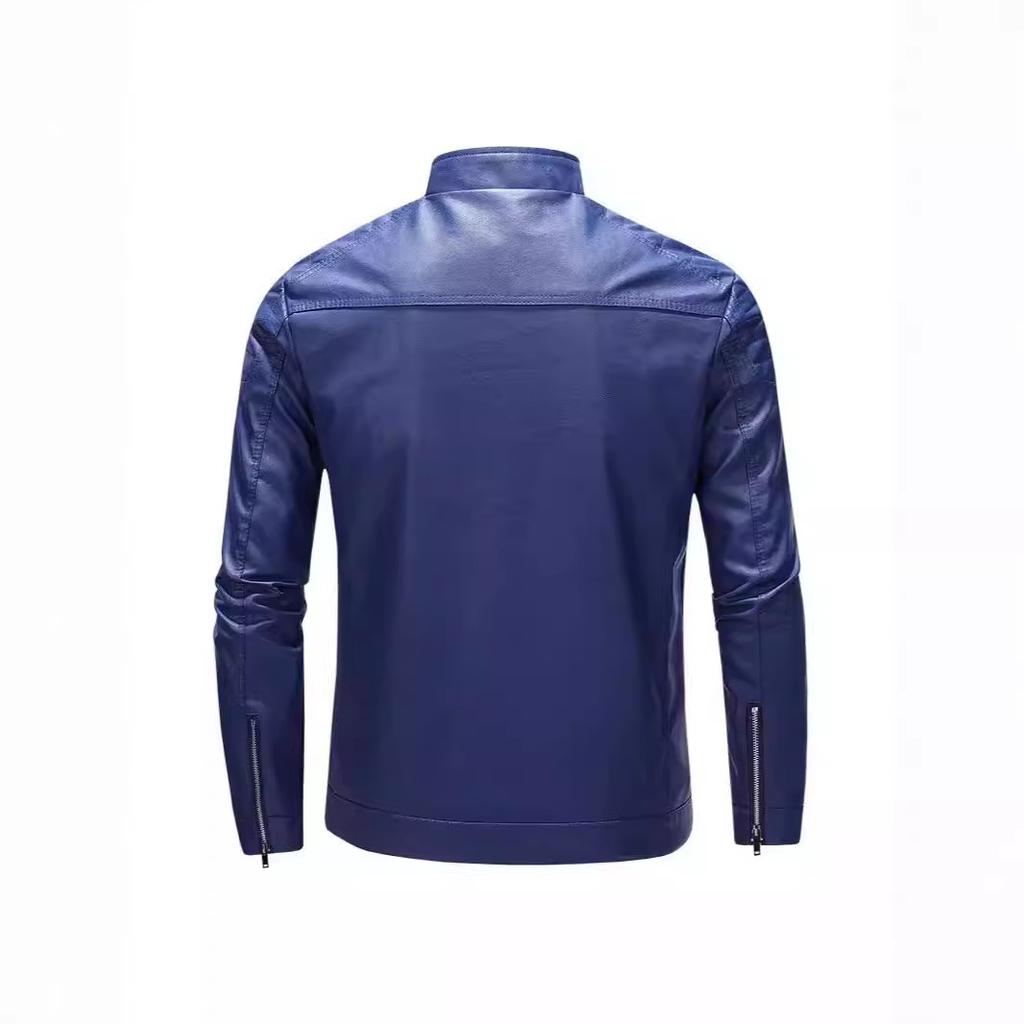 Stand collar leather jacket for men, motorcycle jacket, autumn/winter new leather jacket, slim-fit, stylish men's wear