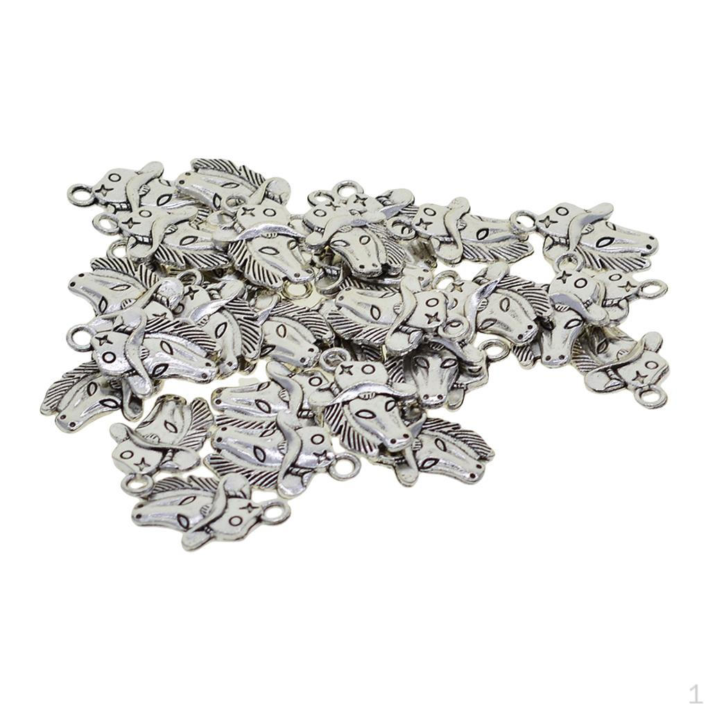 30Pcs Horse Head Charms Pendants Jewelry Making Accessories