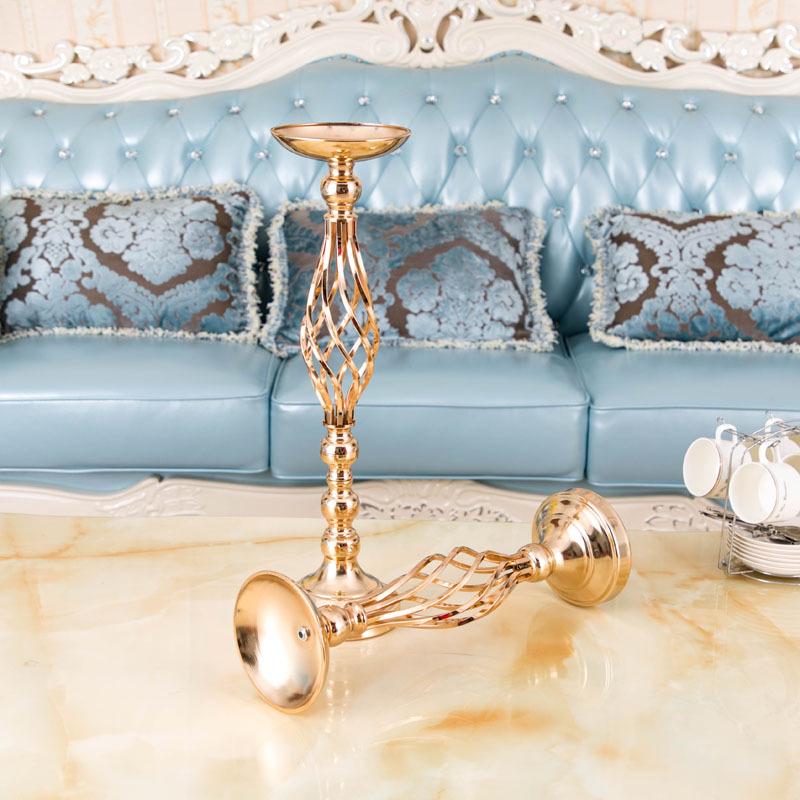Gold Flower Vases Candle Holder Rack Stand Wedding Decoration Table Centerpiece Pillar Party Event Candlestick