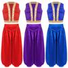 Kids Arabian Cosplay Costume Loose Vest Wide Leg Satin Bloomers Set Halloween Game Character Dress