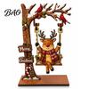Holiday Desktop Decorations Christmas Wooden Ornaments, Santa Snowman Figurine with Moving Swinging Puppet Xmas Gifts Swing, Rustic Tabletop