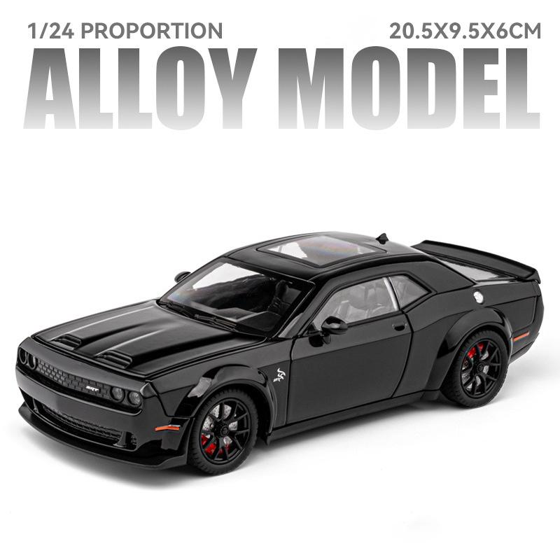 1/24 Dodge Challenger Hellcat Redeye SRT Alloy Sports Car Model Scale Car Diecast Metal Vehicle Sound and Light Childrens Toy Gifts
