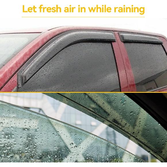 Window Rain Guards Visors For 2009-2018 Dodge Ram 1500 Quad Cab, Out-Channel Window Vent Wind Shades Deflectors For 09-18 Ram 1500 Extended Cab
