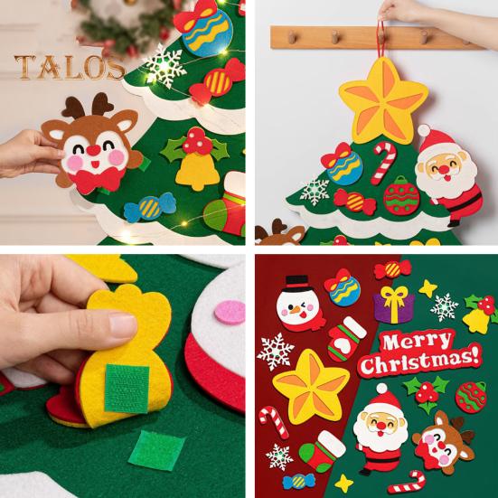 Рождественская елка из фетра своими руками для малышей, большая светящаяся рождественская елка с Санта-звездой, конфетными фигурками, детская развивающая игрушка