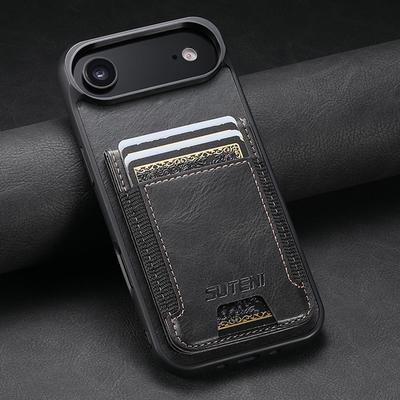 Чехол-кошелек с эластичной лентой и слотом для карт для Apple 17ProMax и Samsung S25Ultra - Защитный кожаный чехол-подставка